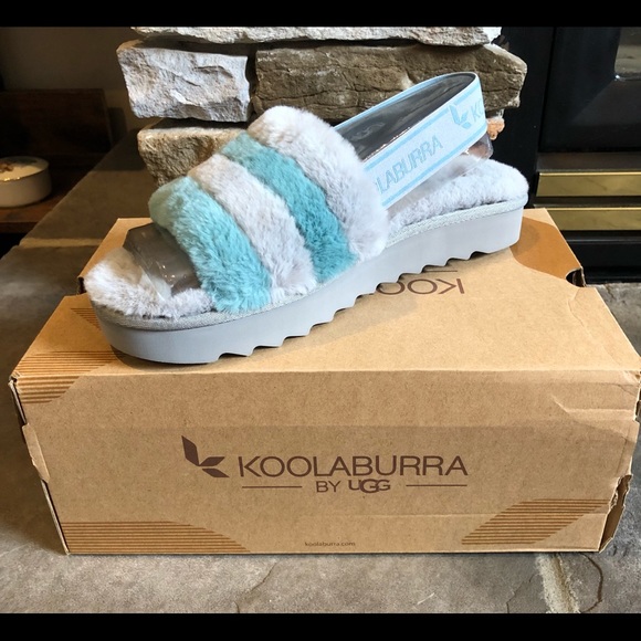 Koolaburra Shoes - Koolaburra by UGG fuzzy slipper sandals mint and white like new size 9